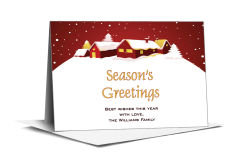 Christmas Season's Greetings Winter Village Cards  7.875